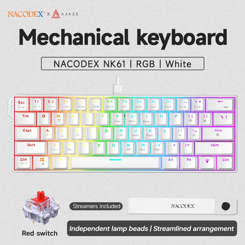 Tastiera Meccanica Cablata 60% RGB Hot Swap - 61 Tasti Mini per Gamer PC