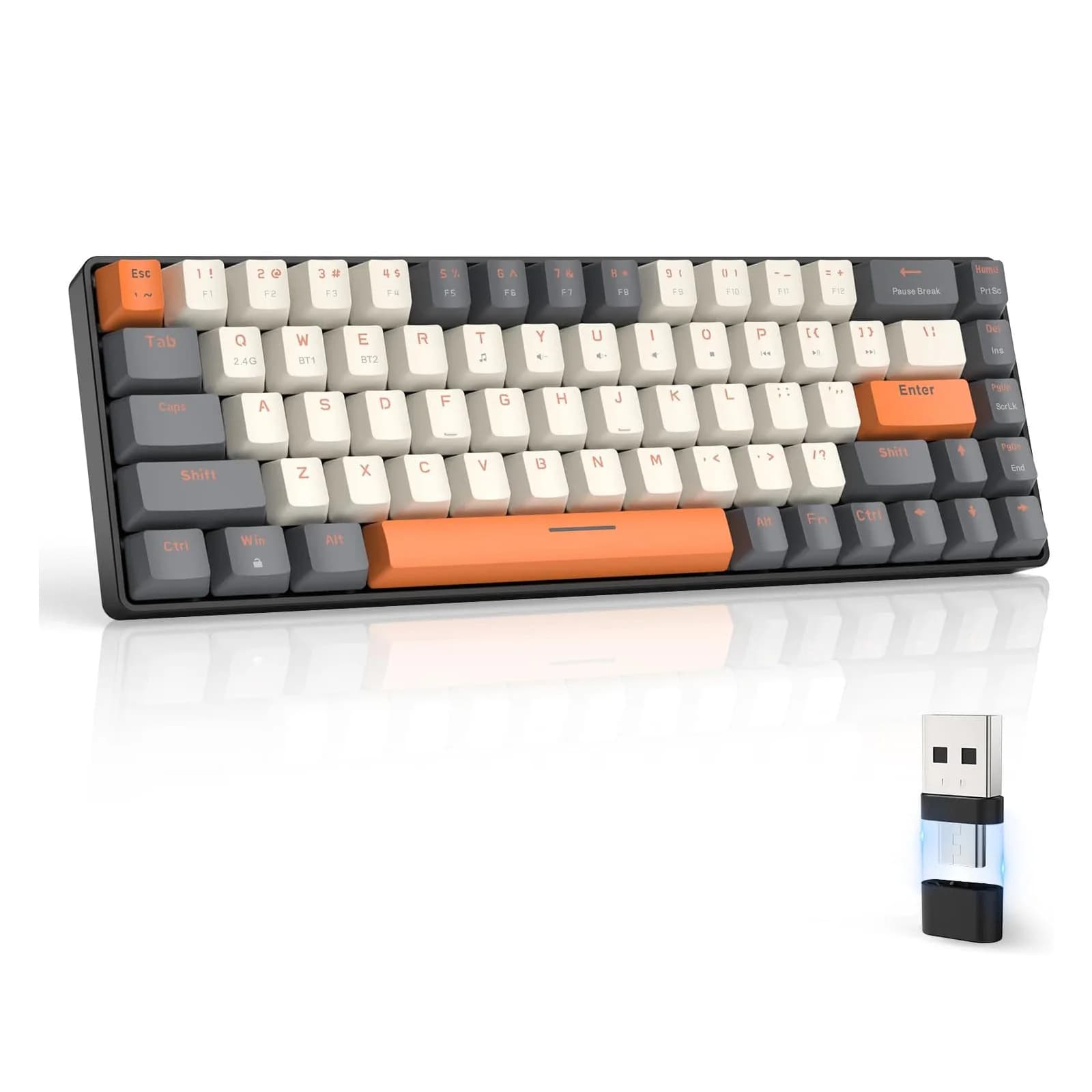 Tastiera Meccanica Wireless Bluetooth 5.0/2.4GHz - 68 Tasti Intercambiabili per Gaming 2