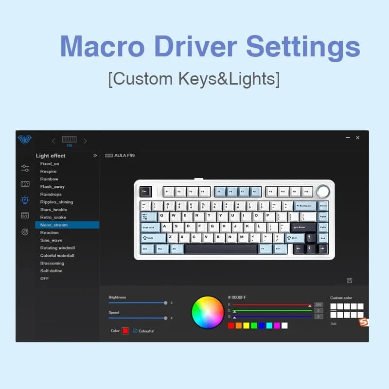 AULA F75 2.4G Wireless/Bluetooth/Tastiera meccanica da gioco cablata RGB Layout personalizzato al 75% Struttura della guarnizione del profilo OEM 6