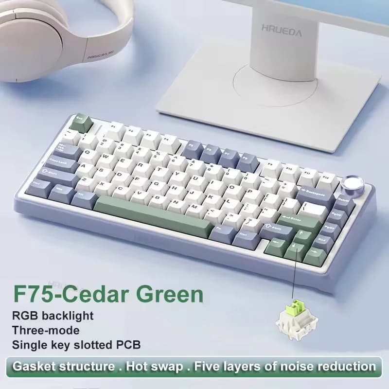 AULA F75 2.4G Wireless/Bluetooth/Tastiera meccanica da gioco cablata RGB Layout personalizzato al 75% Struttura della guarnizione del profilo OEM 8