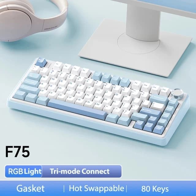 AULA F75 2.4G Wireless/Bluetooth/Tastiera meccanica da gioco cablata RGB Layout personalizzato al 75% Struttura della guarnizione del profilo OEM 10