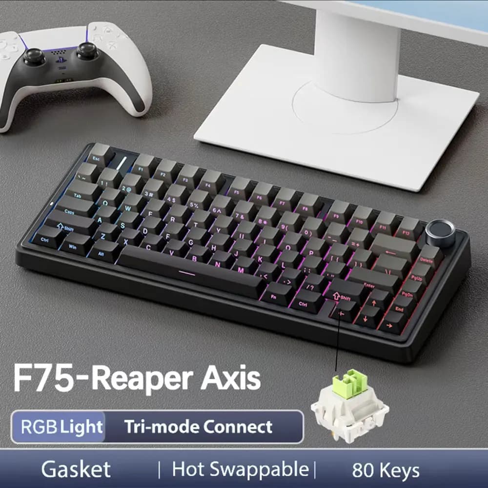 AULA F75 2.4G Wireless/Bluetooth/Tastiera meccanica da gioco cablata RGB Layout personalizzato al 75% Struttura della guarnizione del profilo OEM